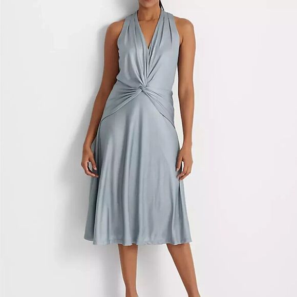 Lauren Ralph Lauren Women's Foil-Print Jersey Twist-Front Cocktail Dress Size 6